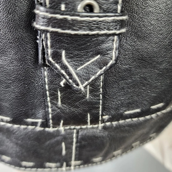 Danier Black Leather  Jacket Moto Style Buckle Flap Pockets XL Super Soft - Picture 14 of 14